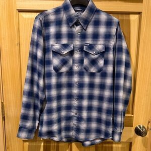 DIXXON Men's Navy and White Plaid flannel